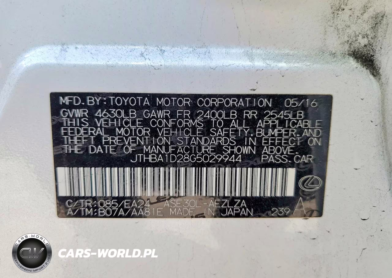 2016 Lexus Is 200T VIN:JTHBA1D28G5029944 - 12