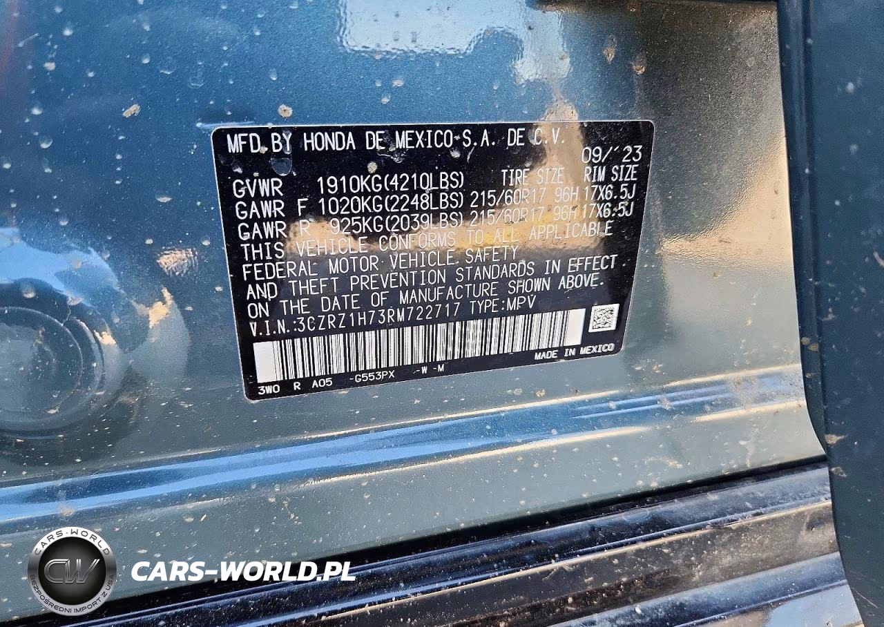 2024 Honda Hr-V Exl VIN:3CZRZ1H73RM722717 - 13