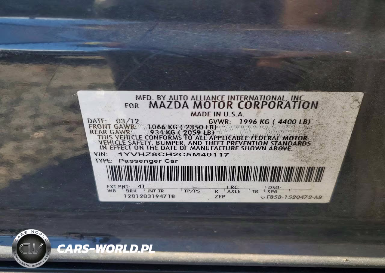 2012 Mazda 6 I VIN:1YVHZ8CH2C5M40117 - 12