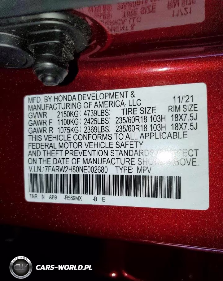 2022 Honda Cr-V Exl VIN:7FARW2H80NE002680 - 13