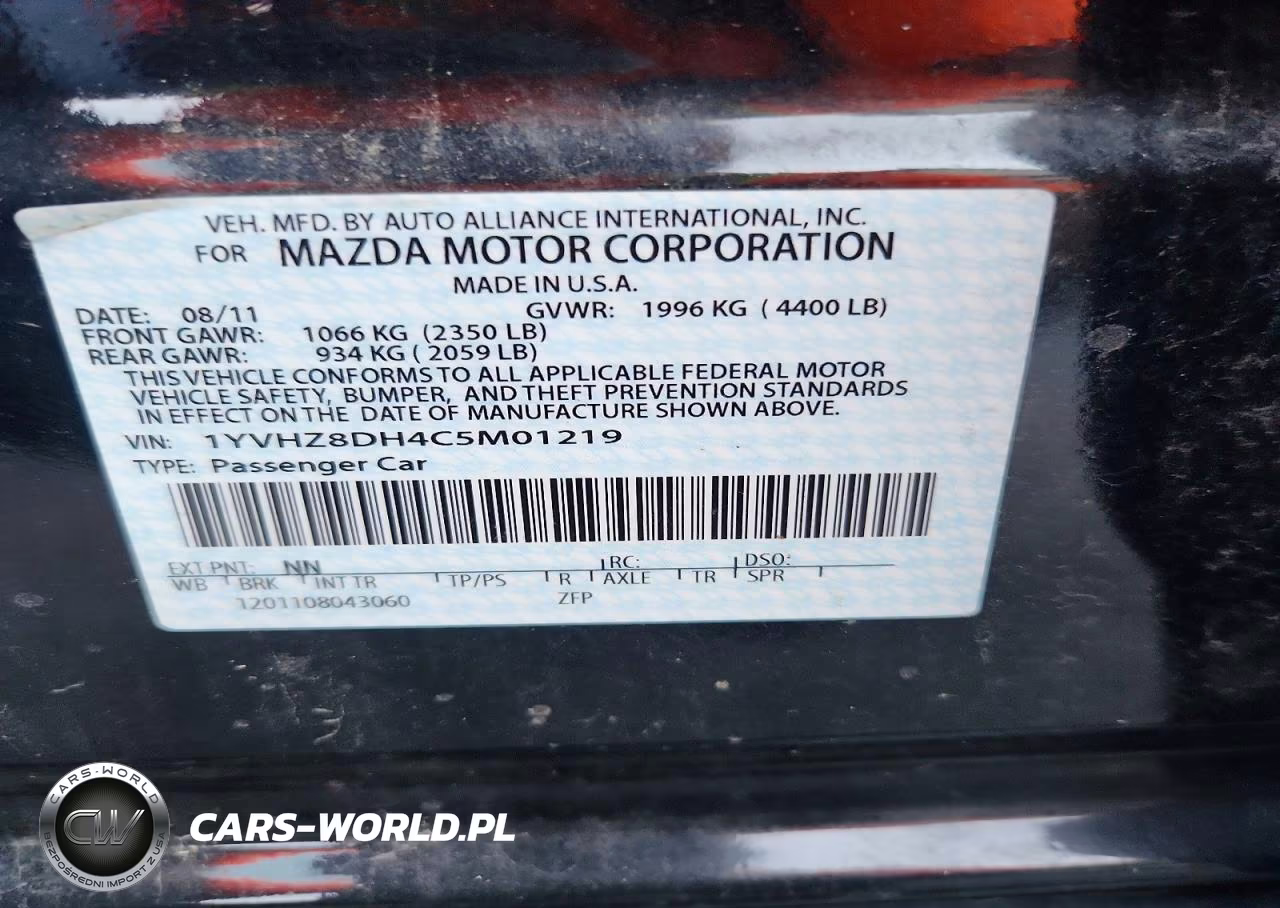 2012 Mazda 6 I VIN:1YVHZ8DH4C5M01219 - 12