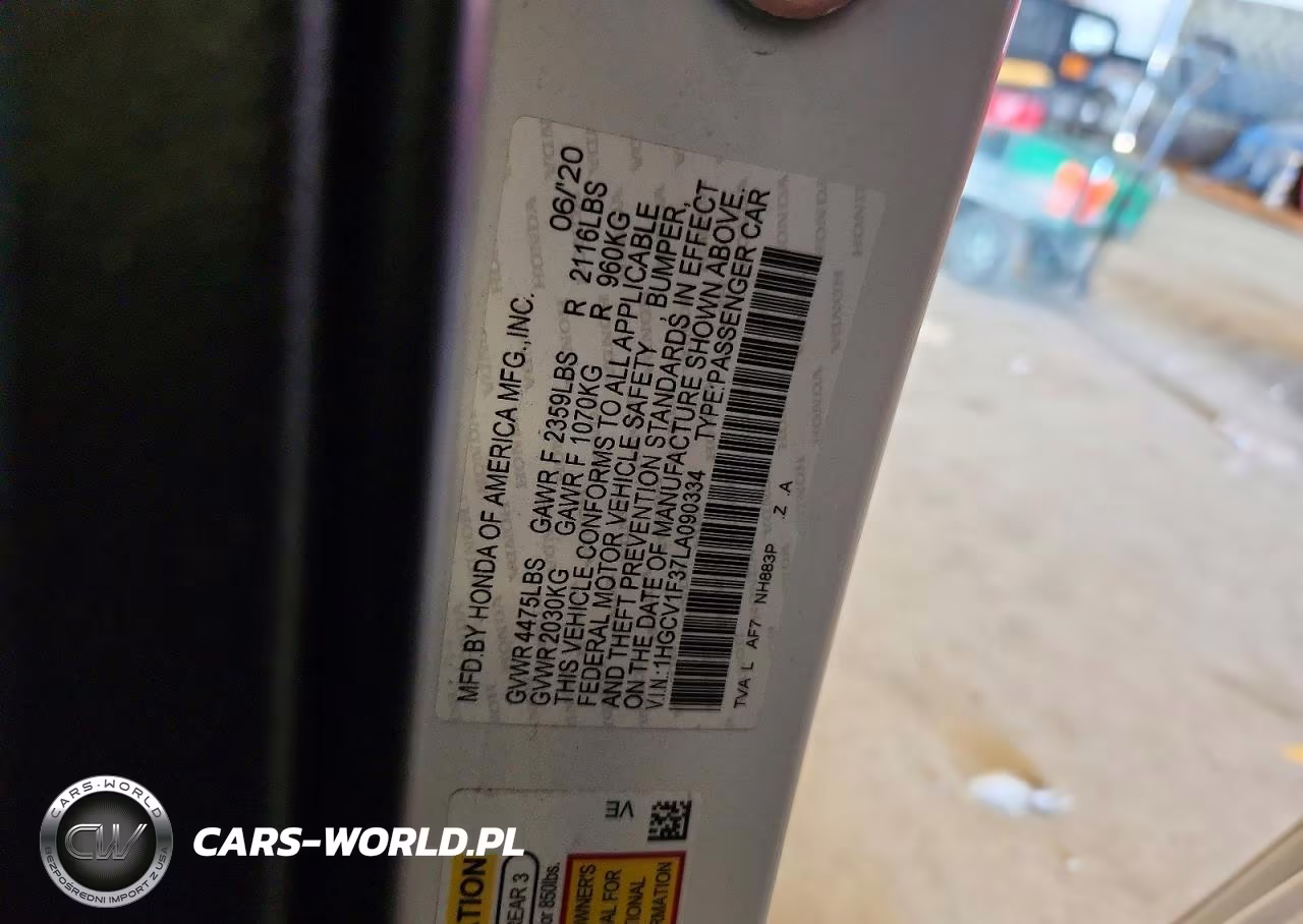 2020 Honda Accord Sport VIN:1HGCV1F37LA090334 - 12