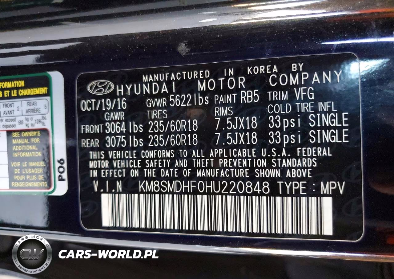 2017 Hyundai Santa Fe Se VIN:KM8SMDHF0HU220848 - 12