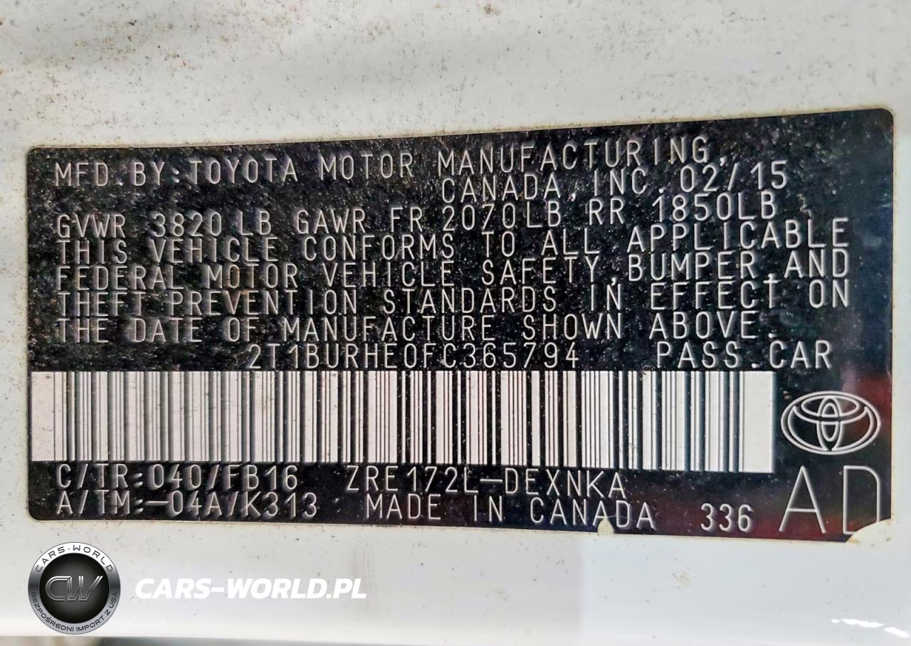 2015 Toyota Corolla Le VIN:2T1BURHE0FC365794 - 12