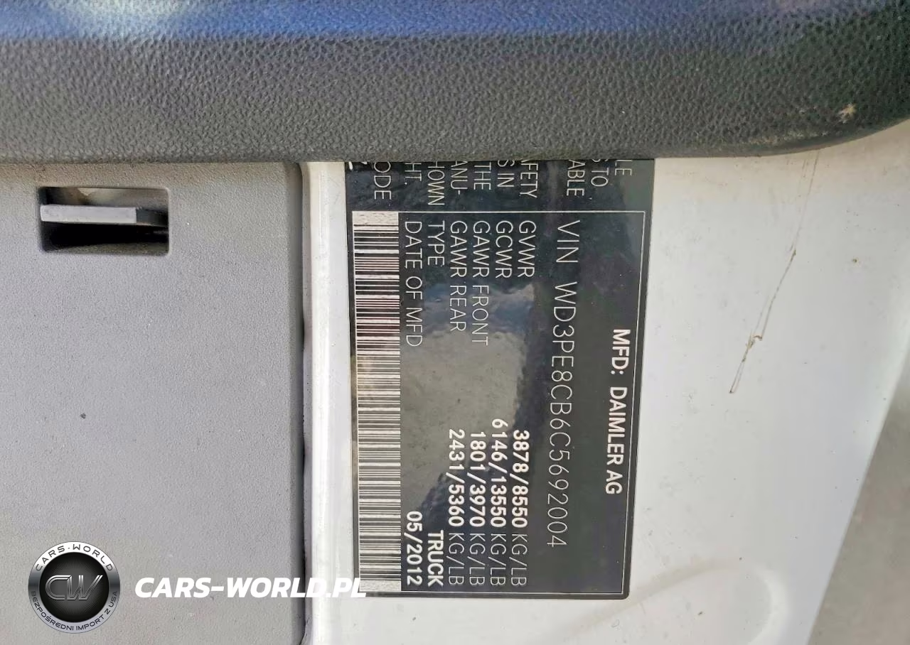 2012 Mercedes-Benz Sprinter 2500 VIN:WD3PE8CB6C5692004 - 13