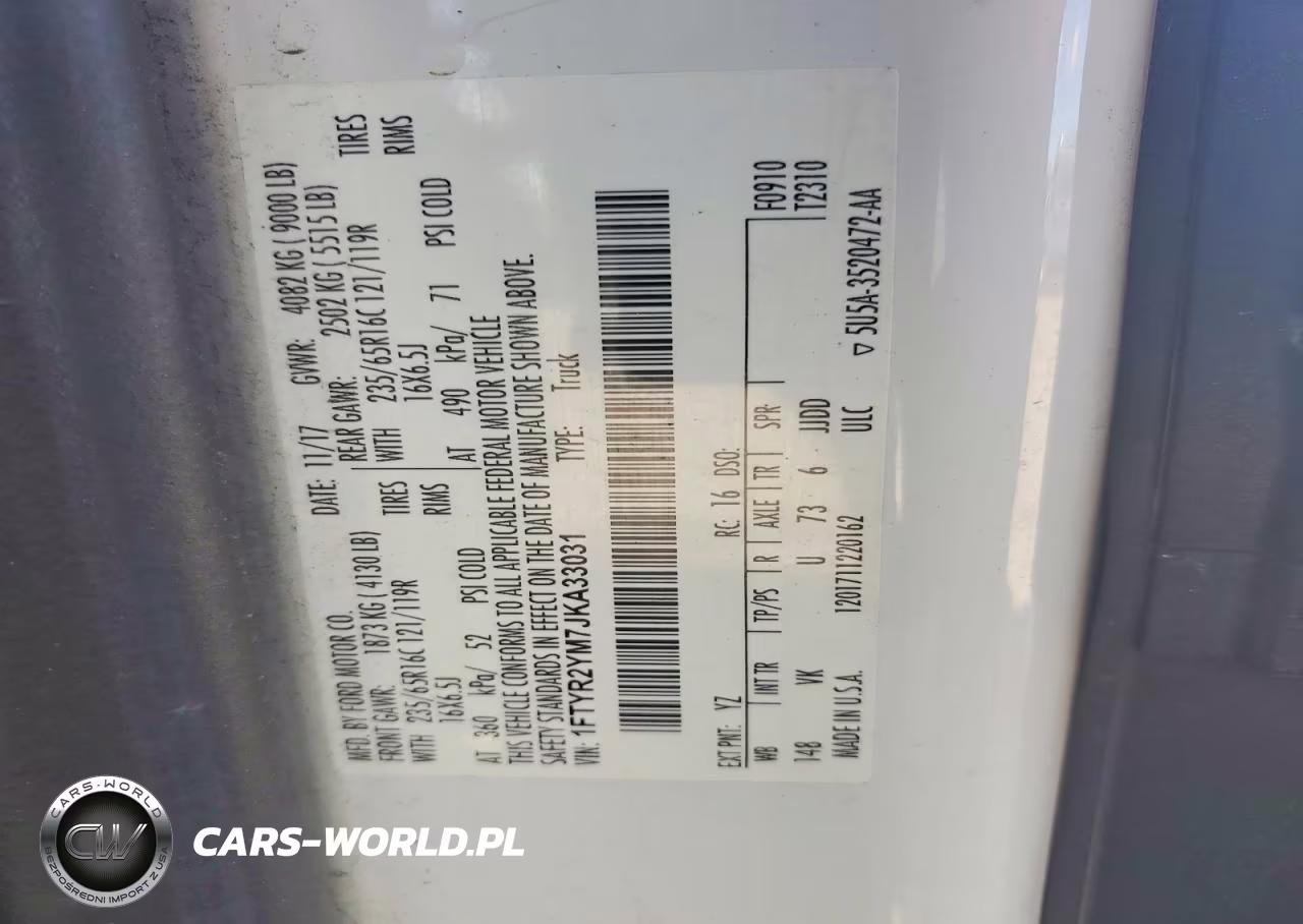 2018 Ford Transit T-250 VIN:1FTYR2YM7JKA33031 - 13