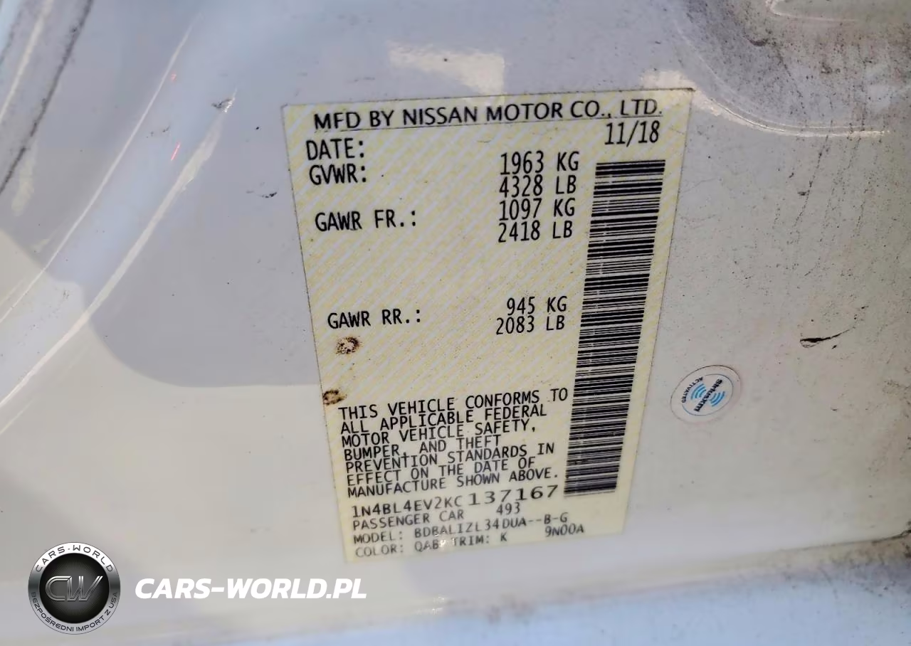 2019 Nissan Altima Sl VIN:1N4BL4EV2KC137167 - 13