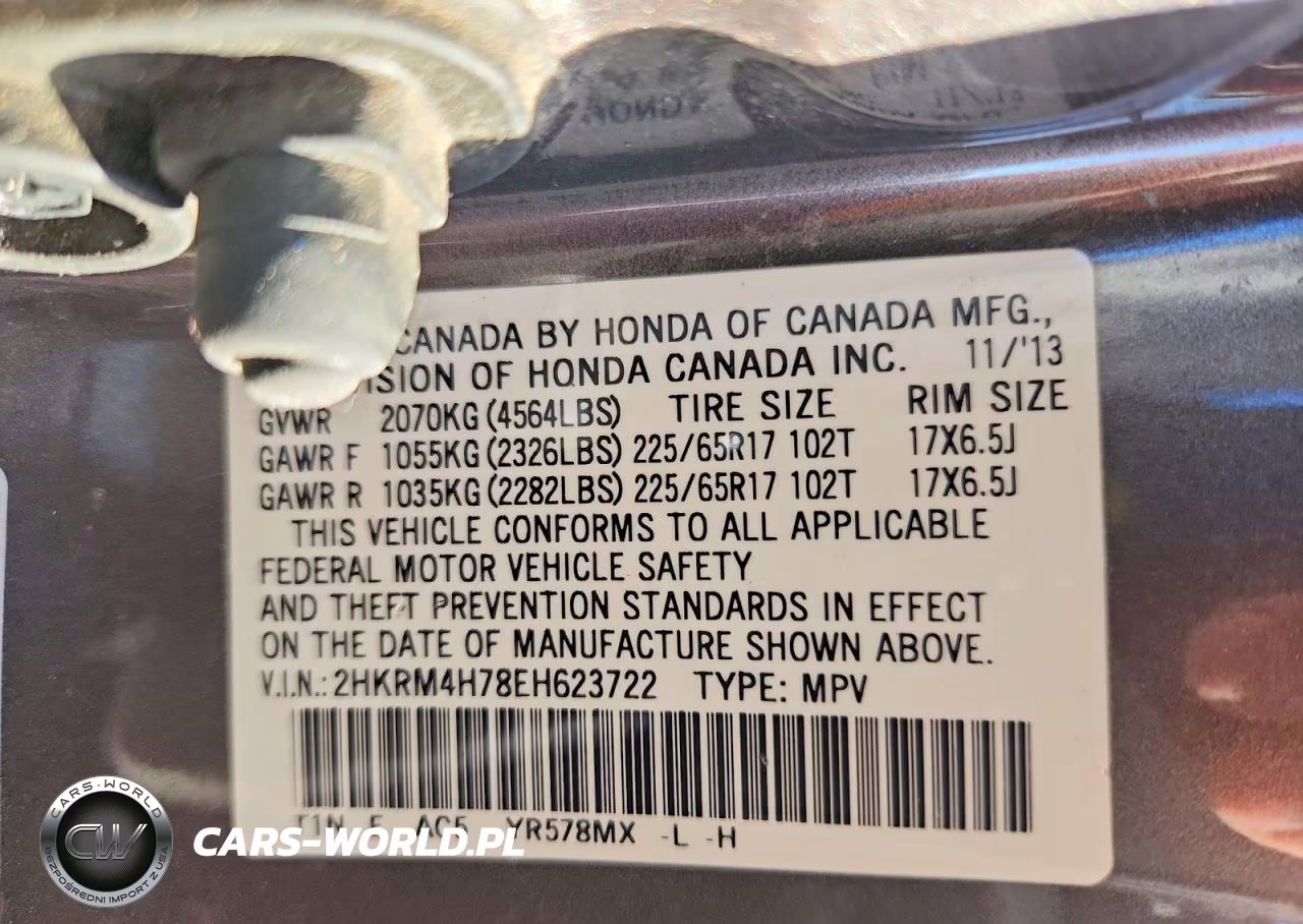 2014 Honda Cr-V Exl VIN:2HKRM4H78EH623722 - 14