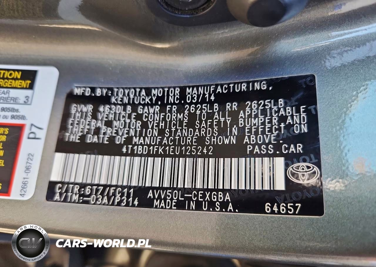 2014 Toyota Camry Hybrid Xle VIN:4T1BD1FK1EU125242 - 12
