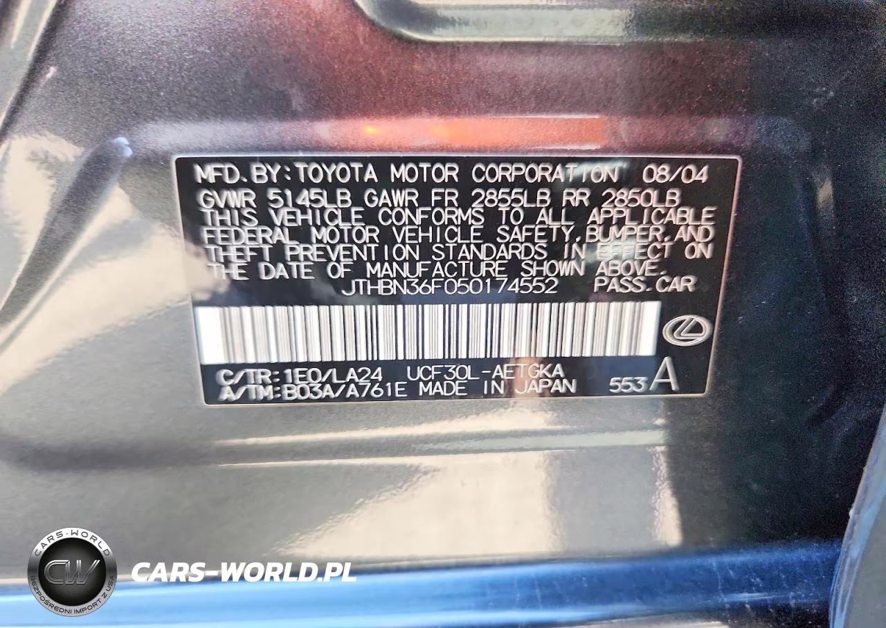 2005 Lexus Ls 430 VIN:JTHBN36F050174552 - 13