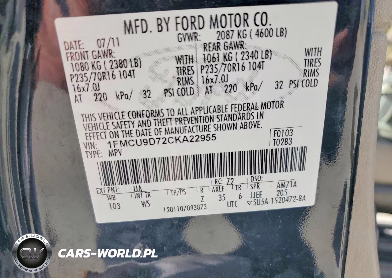 2012 Ford Escape Xlt VIN:1FMCU9D72CKA22955 - 13