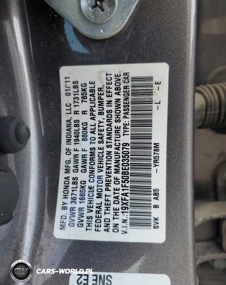 2011 Honda Civic Lx VIN:19XFA1F50BE035079 - 12
