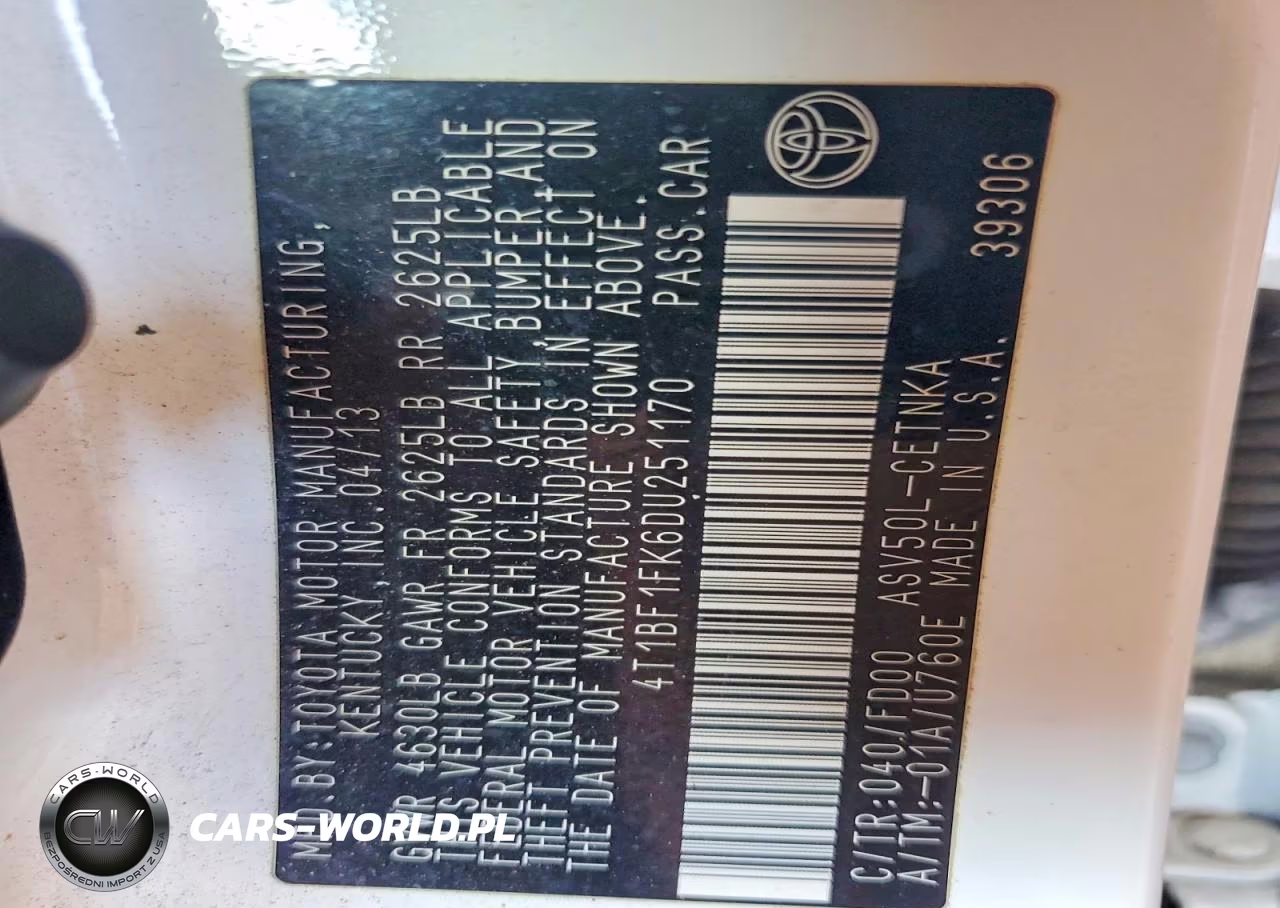 2013 Toyota Camry Le VIN:4T1BF1FK6DU251170 - 12