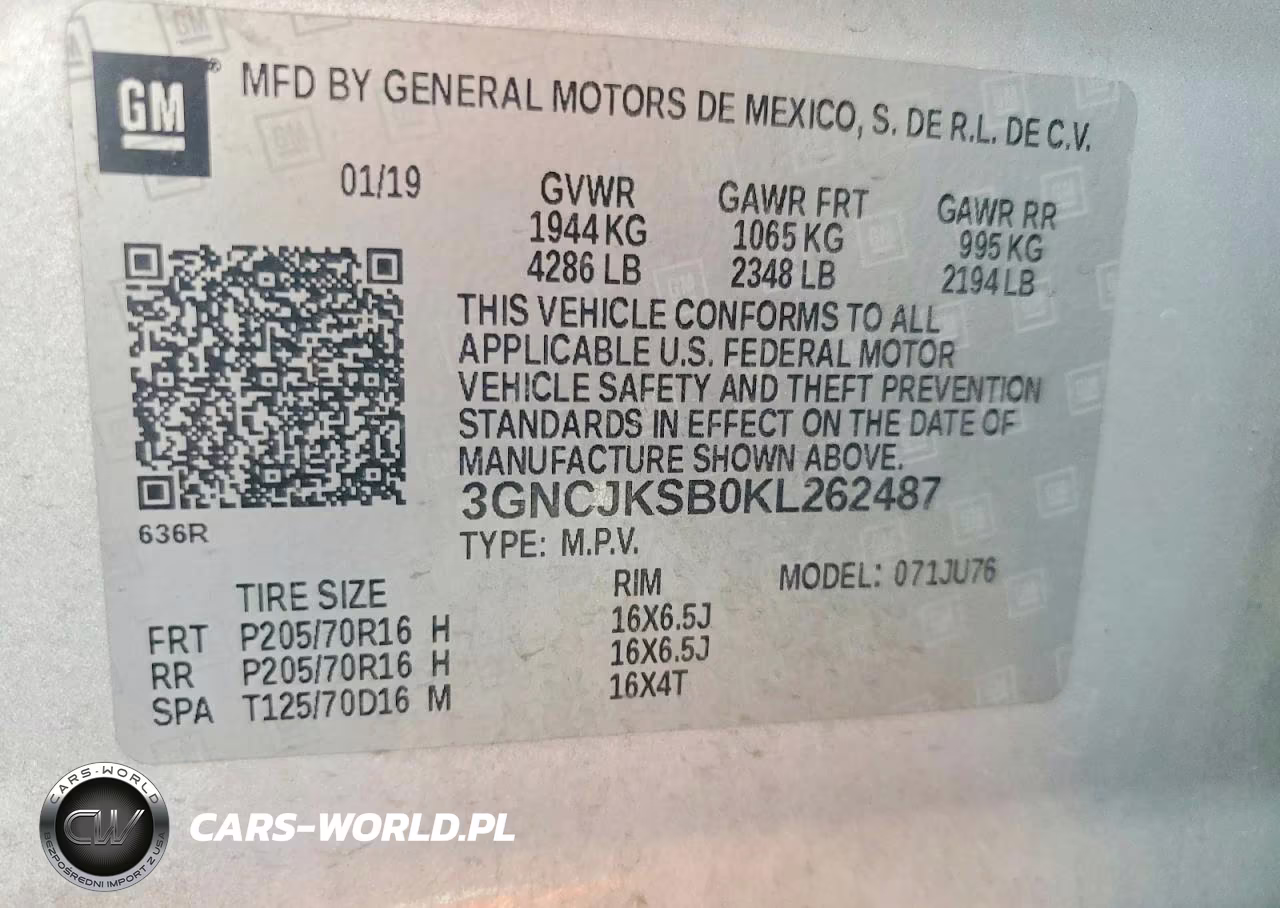 2019 Chevrolet Trax Ls VIN:3GNCJKSB0KL262487 - 13