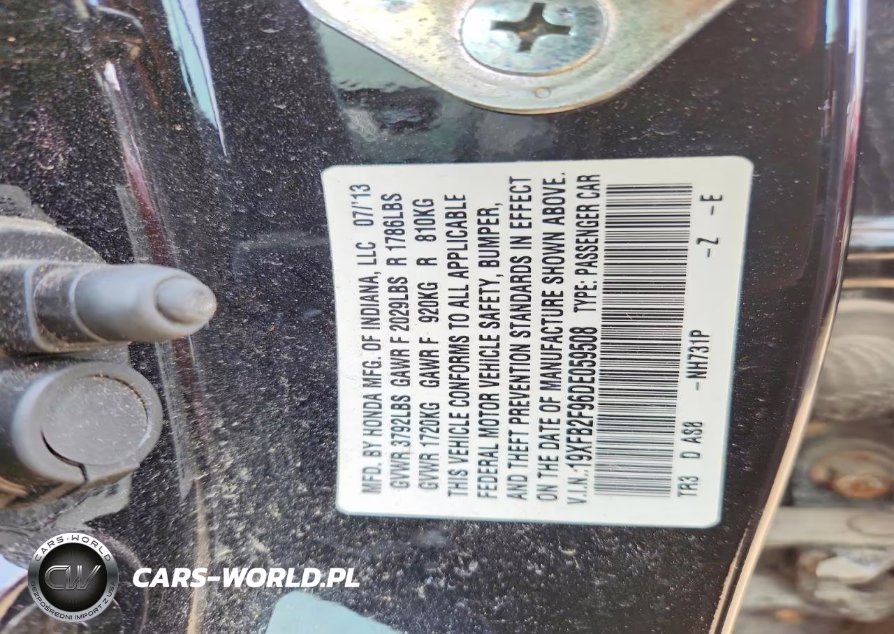 2013 Honda Civic Exl VIN:19XFB2F96DE059508 - 13