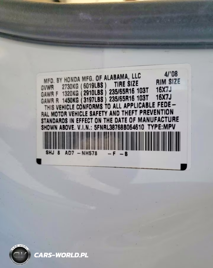 2008 Honda Odyssey Exl VIN:5FNRL38768B064610 - 12