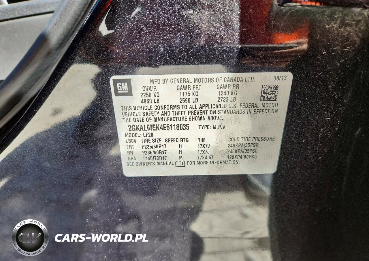 2014 GMC Terrain Sle VIN:2GKALMEK4E6118035 - 13