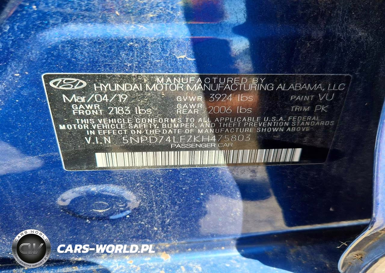 2019 Hyundai Elantra Se VIN:5NPD74LF7KH475803 - 12