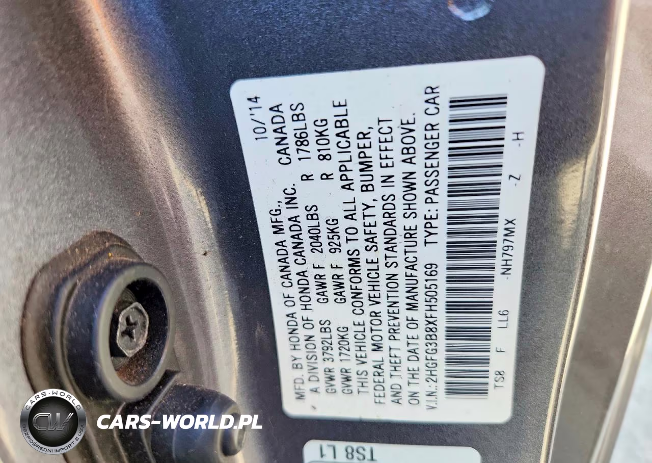 2015 Honda Civic Ex VIN:2HGFG3B8XFH505169 - 13