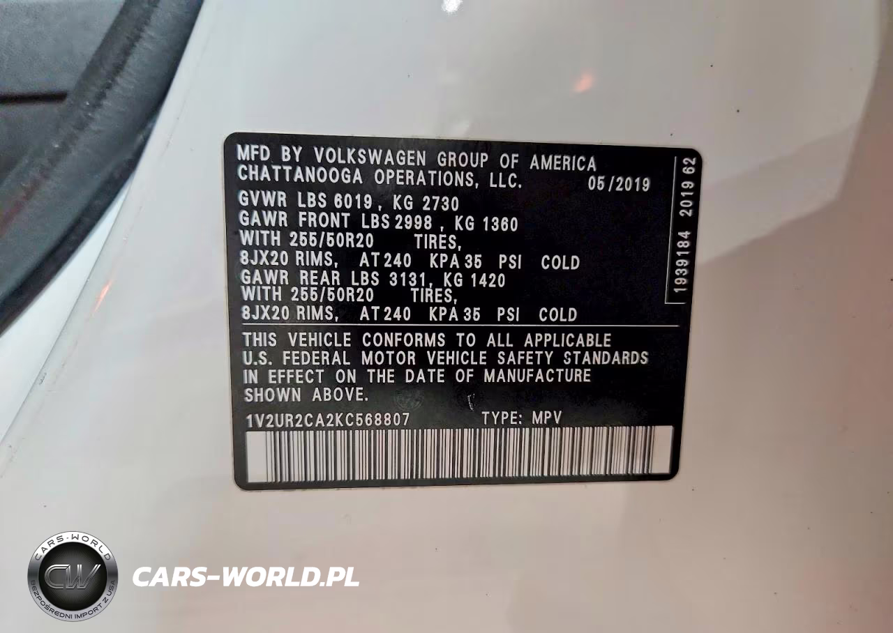 2019 Volkswagen Atlas Se VIN:1V2UR2CA2KC568807 - 13