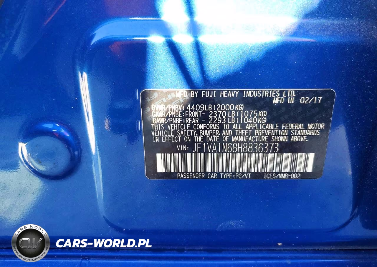 2017 Subaru Wrx Limited VIN:JF1VA1N68H8836373 - 13