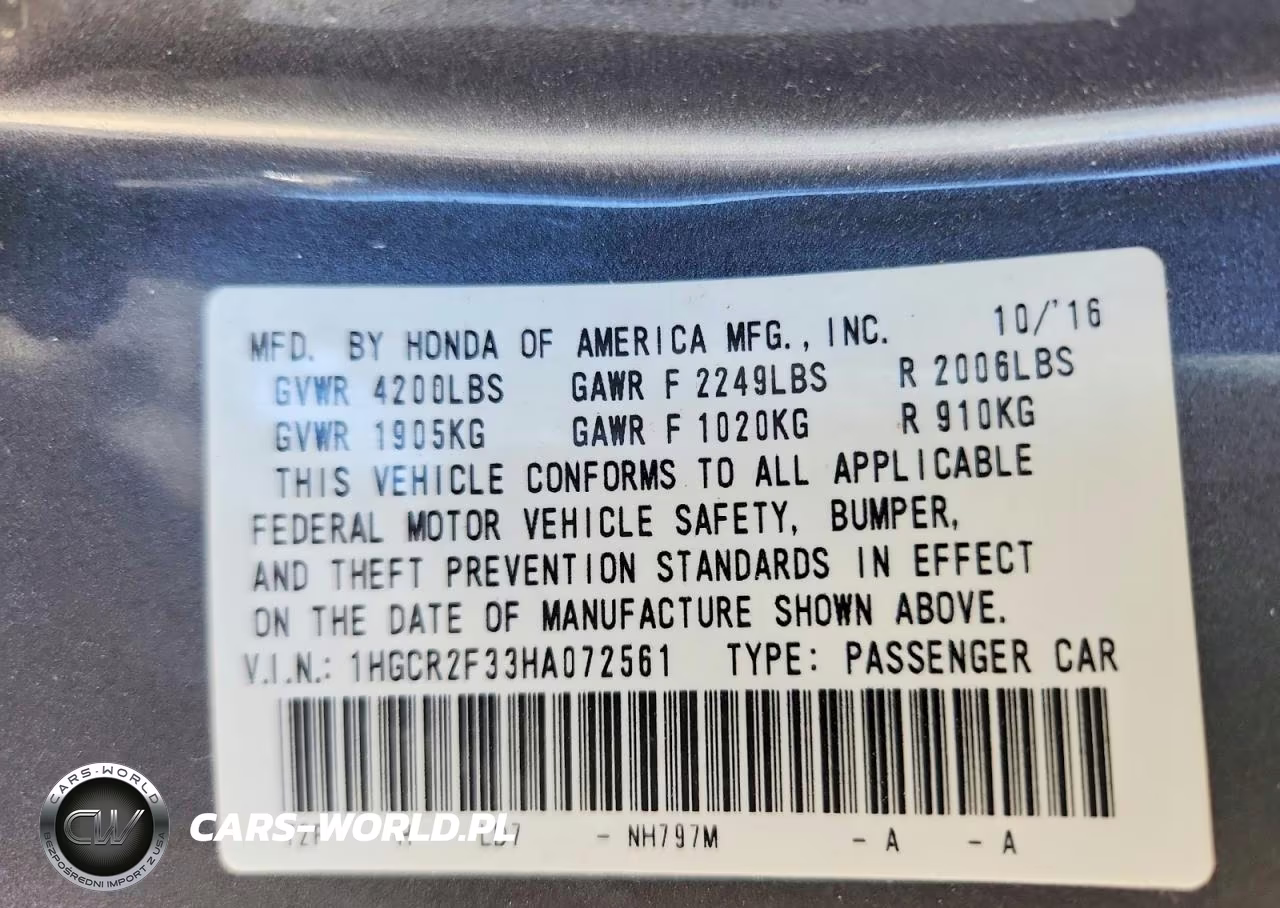 2017 Honda Accord Lx VIN:1HGCR2F33HA072561 - 12
