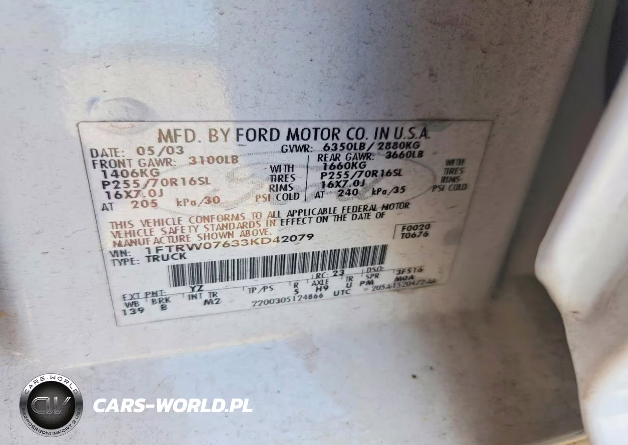 2003 Ford F150 Supercrew VIN:1FTRW07633KD42079 - 12