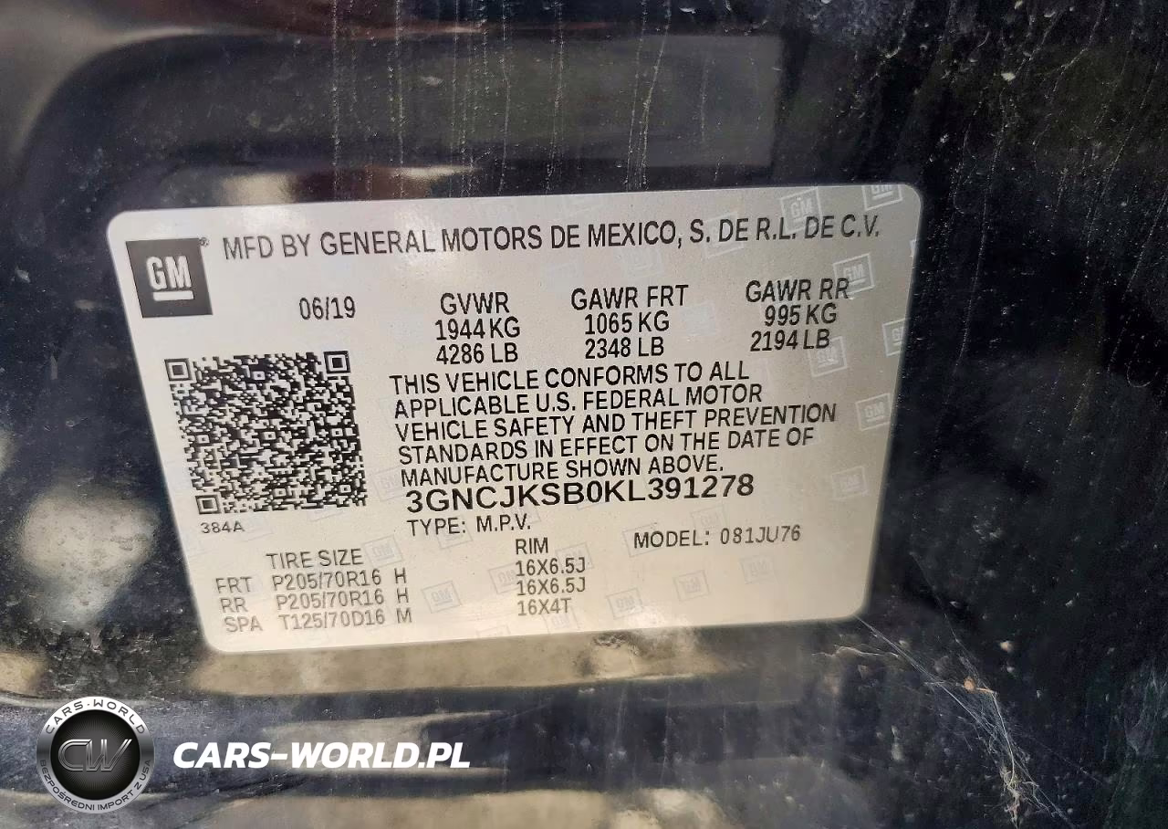 2019 Chevrolet Trax Ls VIN:3GNCJKSB0KL391278 - 13