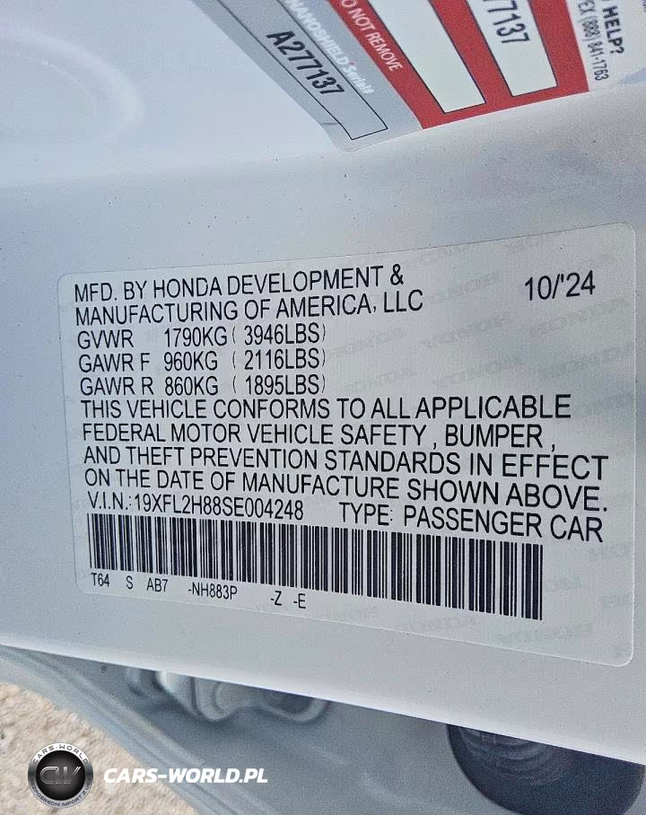 2025 Honda Civic Sport VIN:19XFL2H88SE004248 - 12