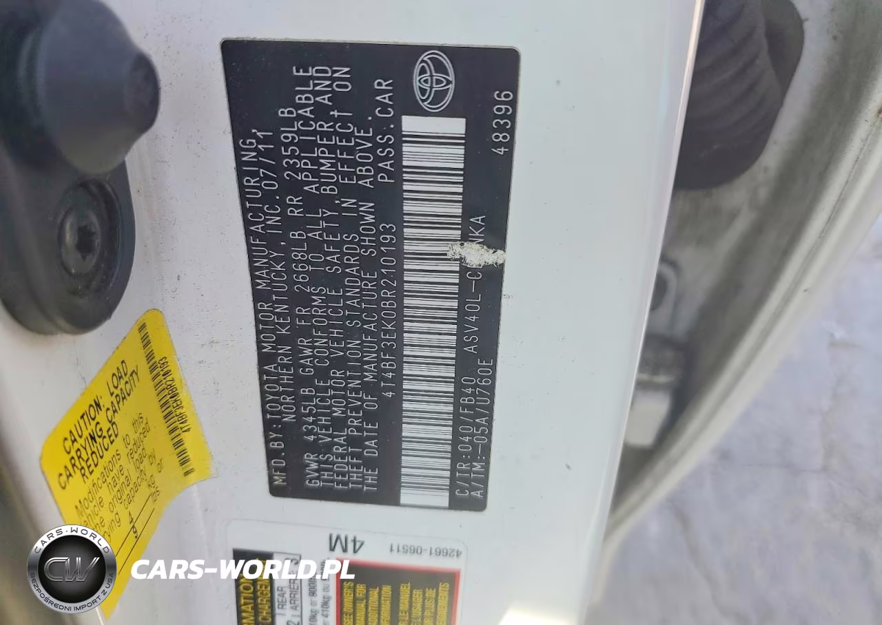 2011 Toyota Camry Le VIN:4T4BF3EK0BR210193 - 12
