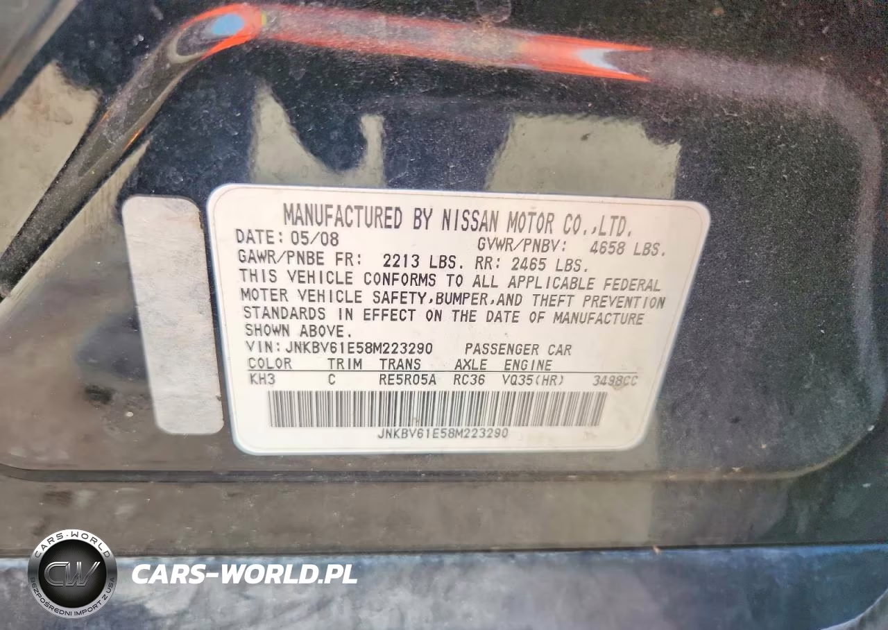 2008 Infiniti G35 Base VIN:JNKBV61E58M223290 - 12