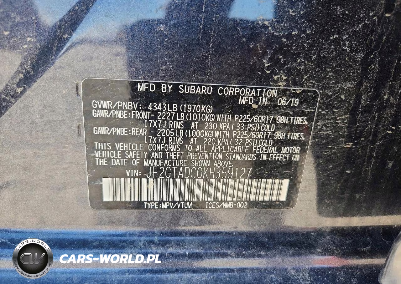 2019 Subaru Crosstrek Premium VIN:JF2GTADC0KH359127 - 13