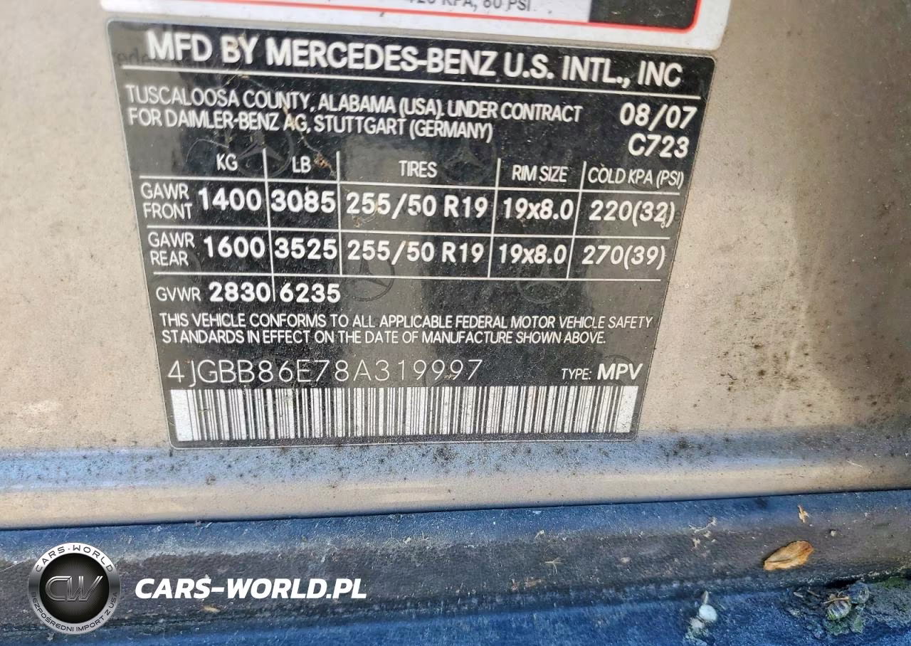 2008 Mercedes-Benz Ml 350 VIN:4JGBB86E78A319997 - 13