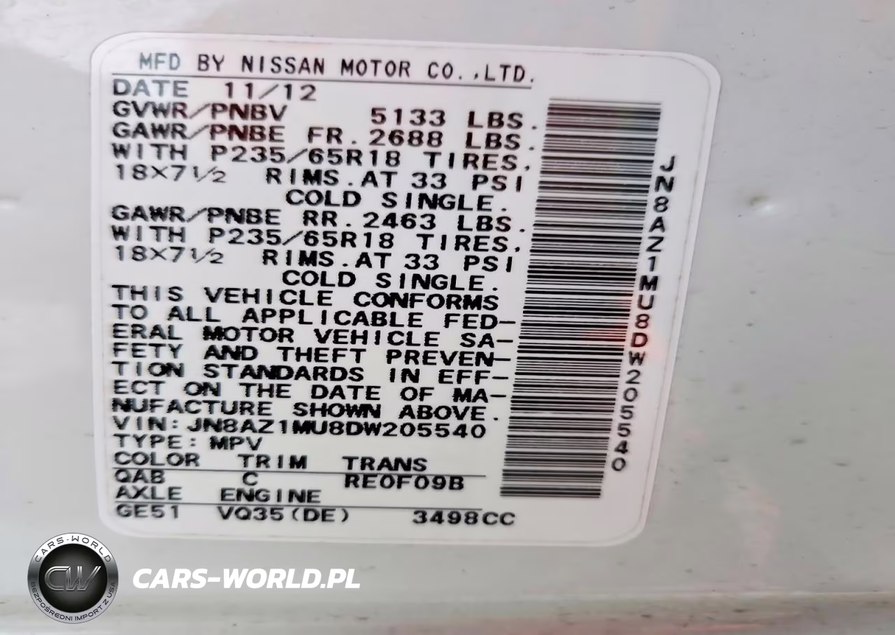 2013 Nissan Murano S VIN:JN8AZ1MU8DW205540 - 13