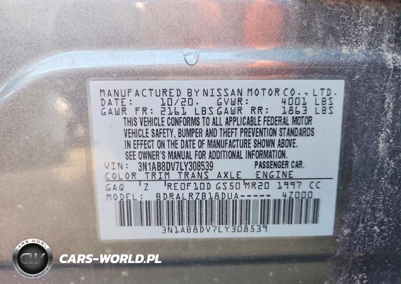 2020 Nissan Sentra Sr VIN:3N1AB8DV7LY308539 - 12