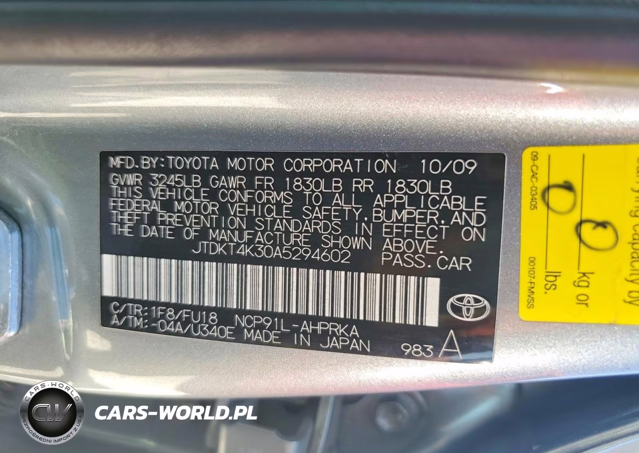 2010 Toyota Yaris Base VIN:JTDKT4K30A5294602 - 12