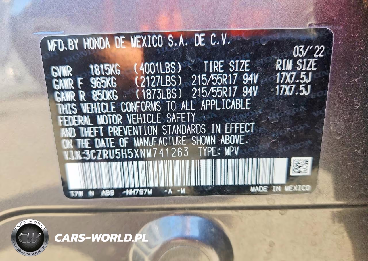 2022 Honda Hr-V Ex VIN:3CZRU5H5XNM741263 - 13