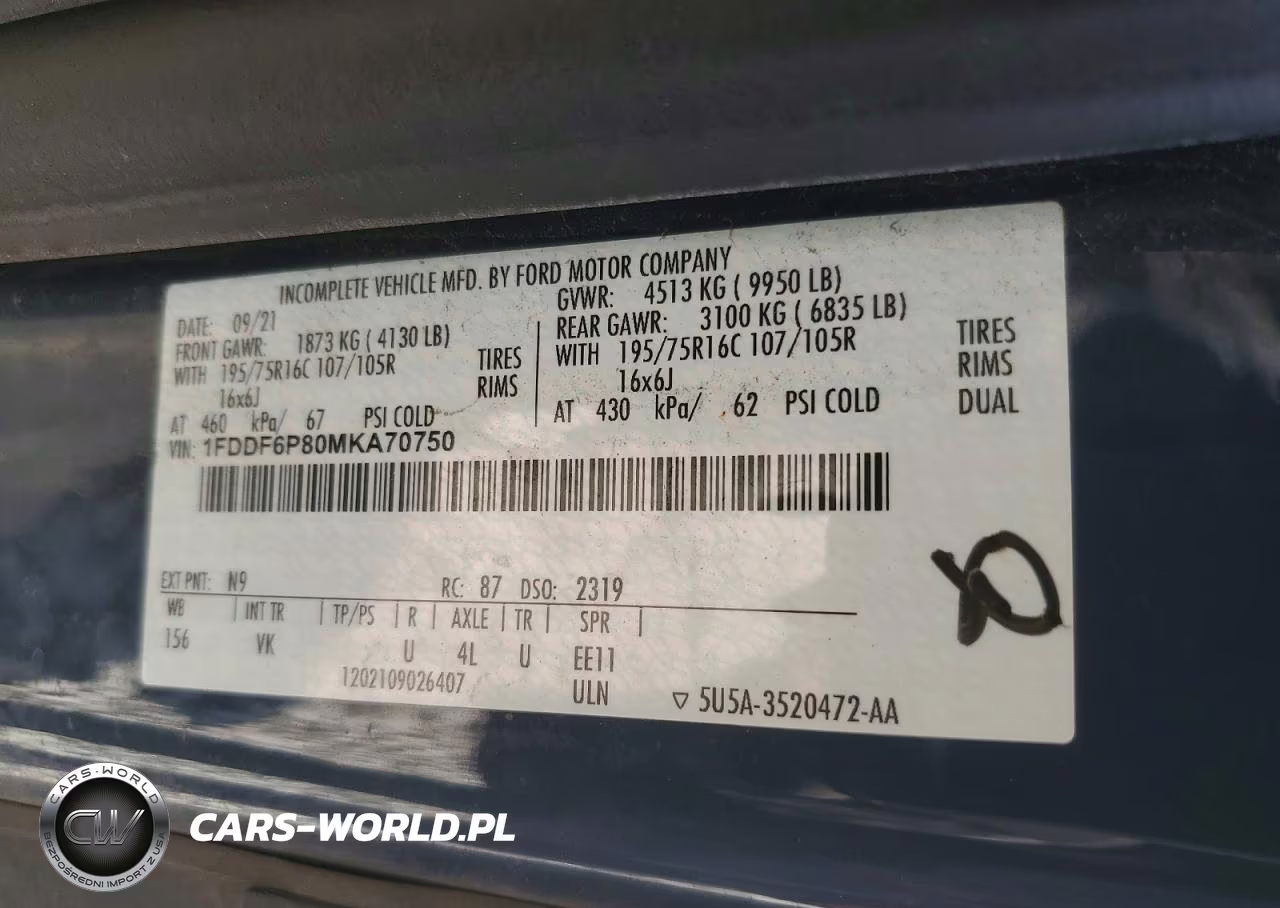 2021 Ford Transit Delivery Truck VIN:1FDDF6P80MKA70750 - 13
