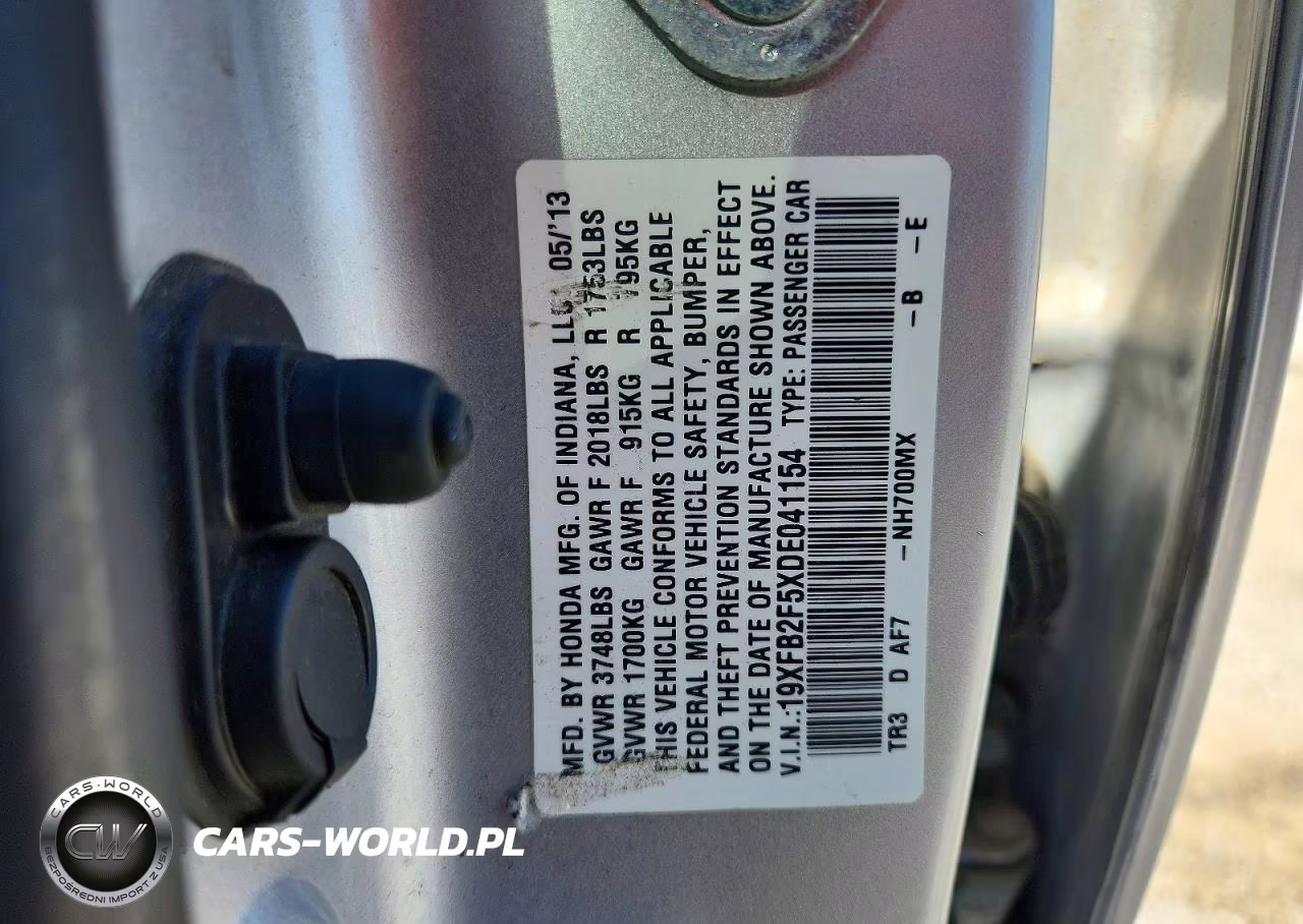 2013 Honda Civic Lx VIN:19XFB2F5XDE041154 - 12