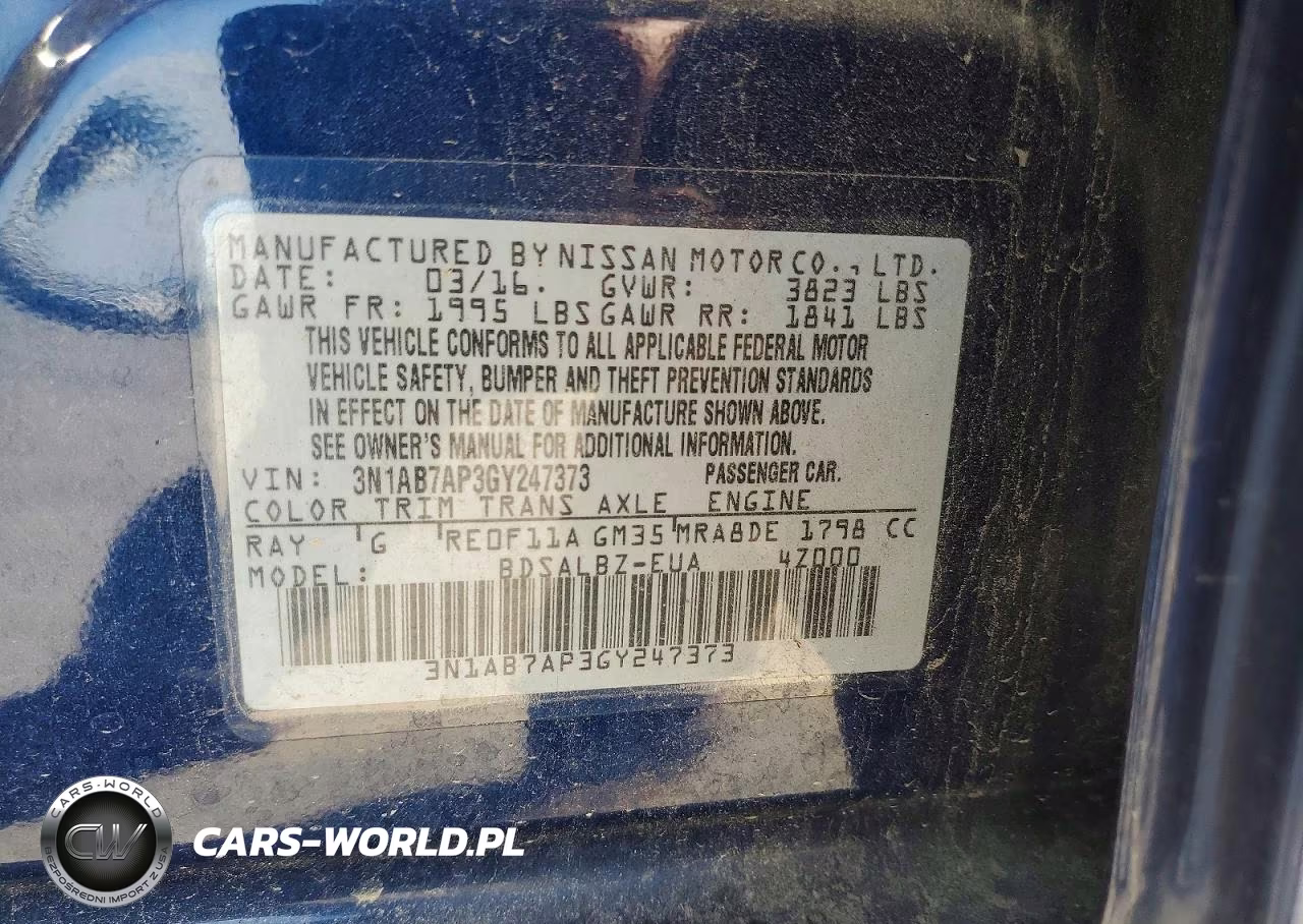 2016 Nissan Sentra S VIN:3N1AB7AP3GY247373 - 12