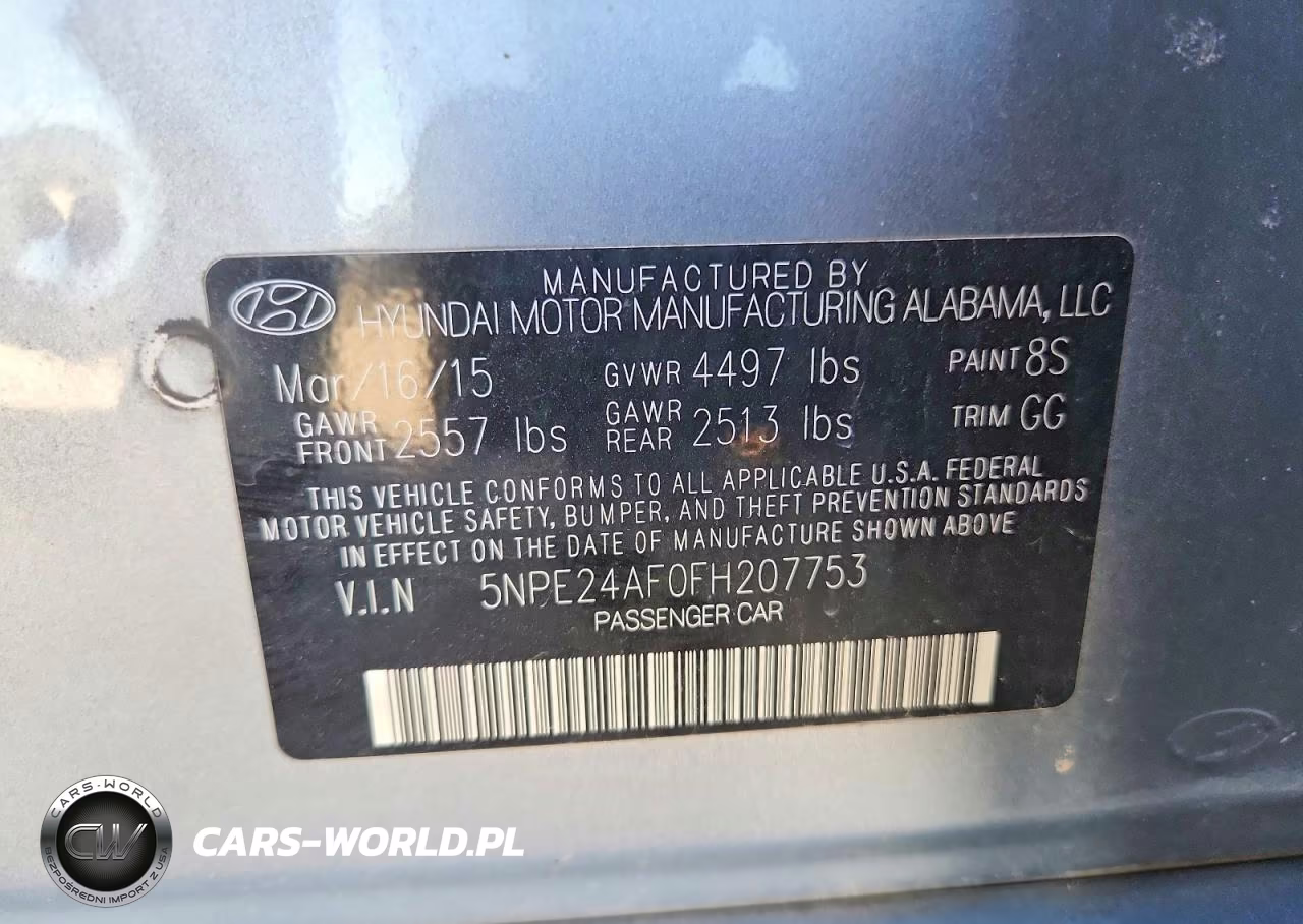 2015 Hyundai Sonata Se VIN:5NPE24AF0FH207753 - 12