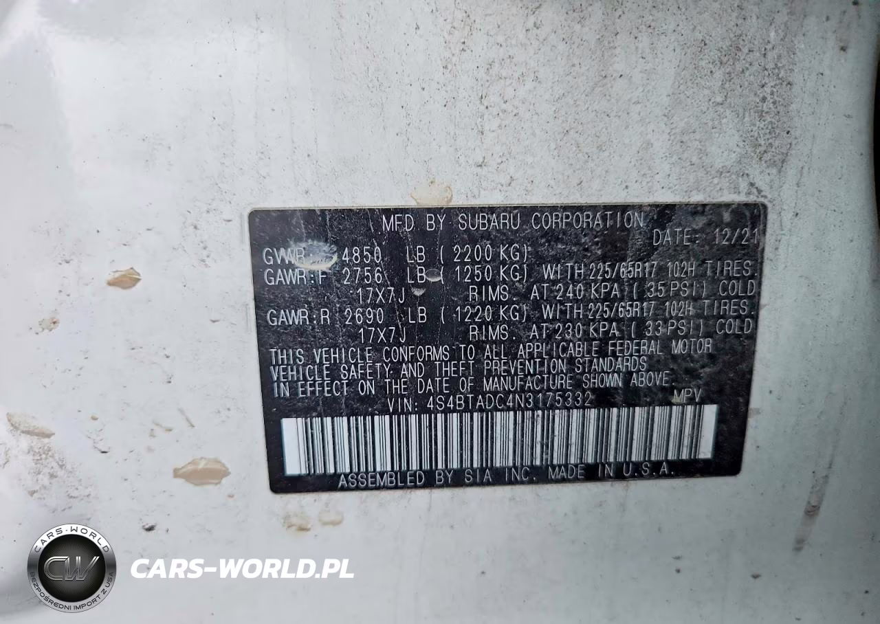 2022 Subaru Outback Premium VIN:4S4BTADC4N3175332 - 13