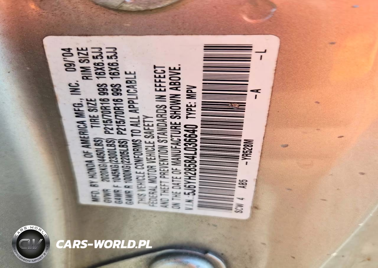 2004 Honda Element Ex VIN:5J6YH28584L036640 - 12