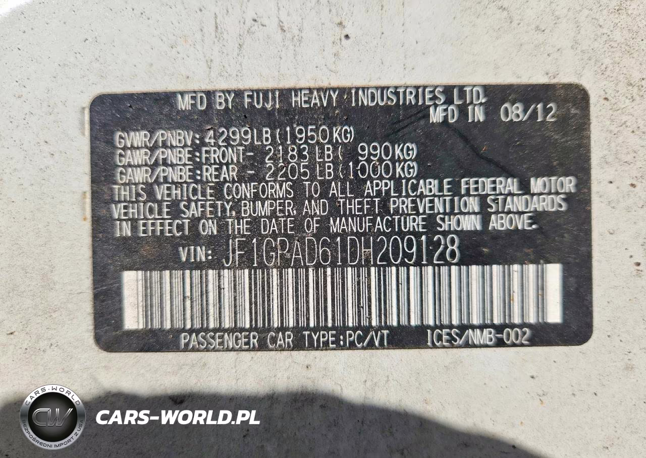 2013 Subaru Impreza Premium VIN:JF1GPAD61DH209128 - 12