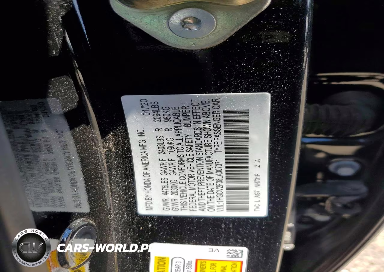 2020 Honda Accord Sport VIN:1HGCV2F38LA007371 - 12