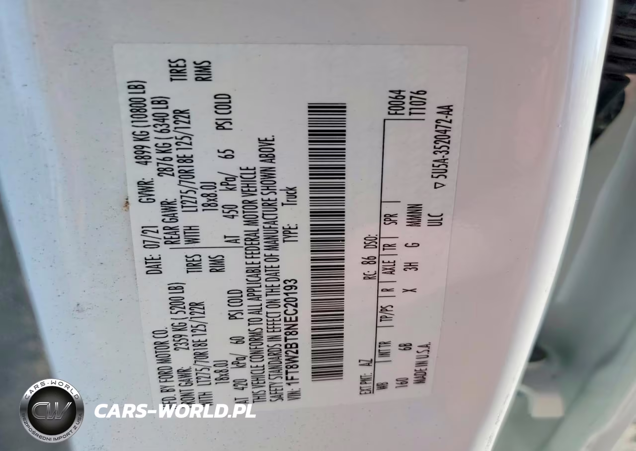 2022 Ford F250 Super Duty VIN:1FT8W2BT8NEC20193 - 12