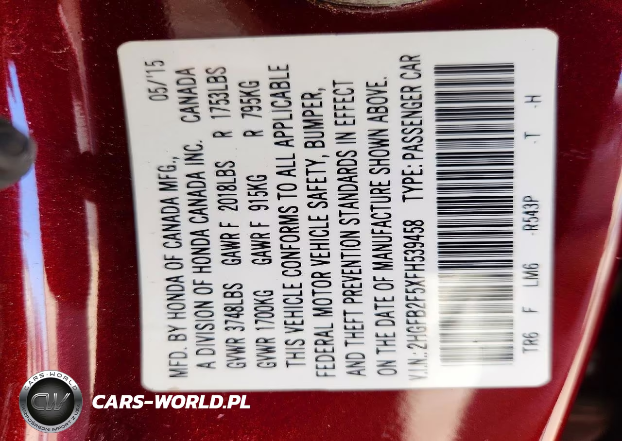 2015 Honda Civic Lx VIN:2HGFB2F5XFH539458 - 12
