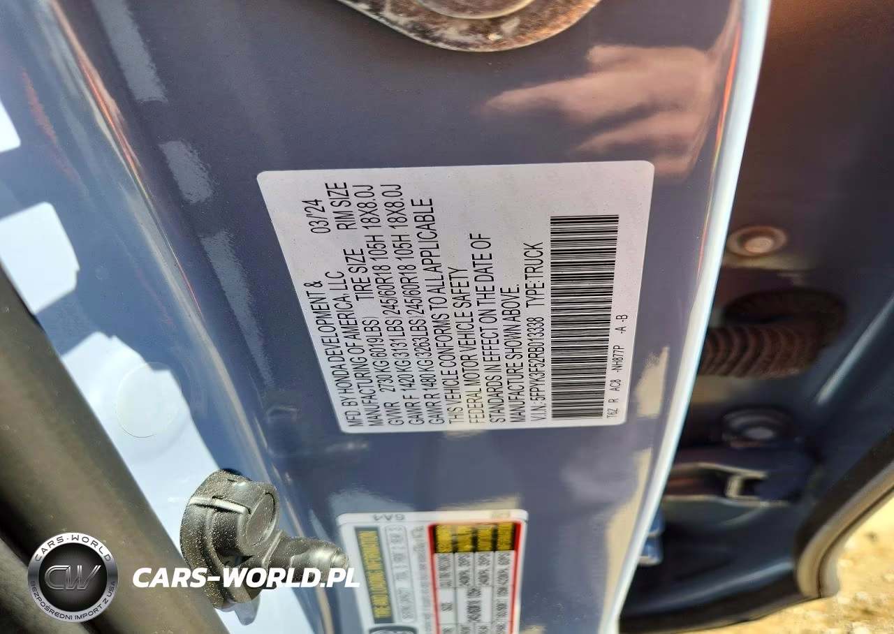 2024 Honda Ridgeline Rtl VIN:5FPYK3F52RB013338 - 12