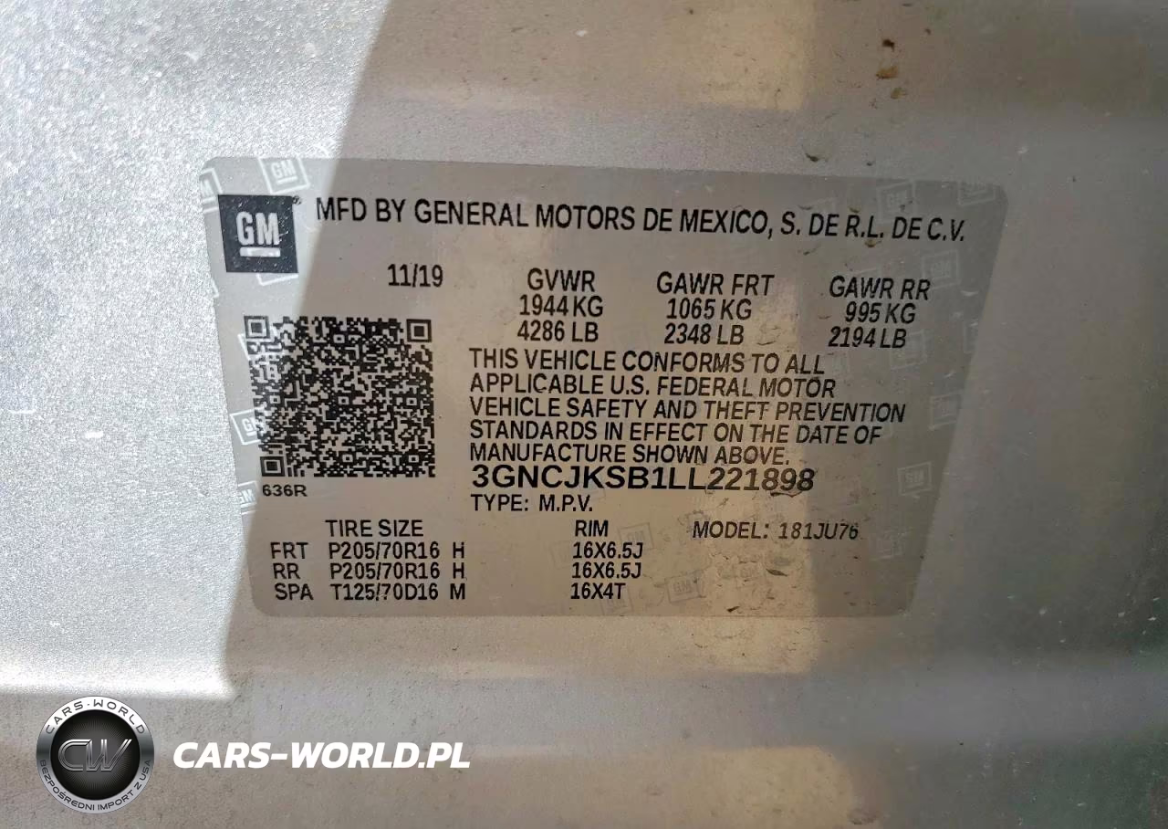 2020 Chevrolet Trax Ls VIN:3GNCJKSB1LL221898 - 13
