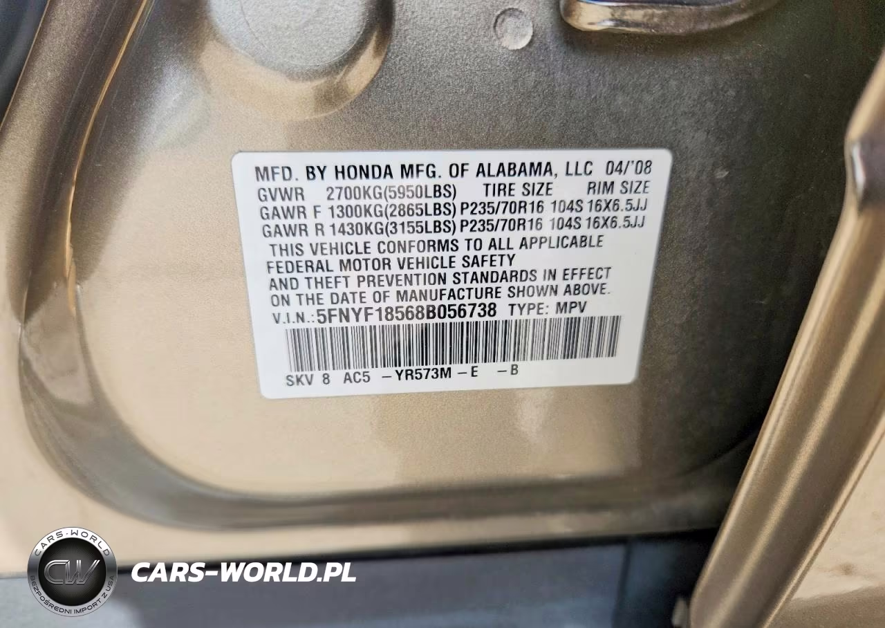 2008 Honda Pilot VIN:5FNYF18568B056738 - 14